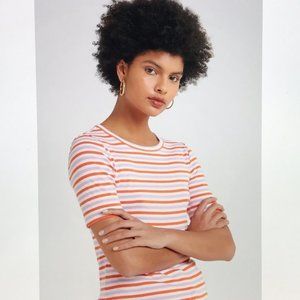 J Crew Perfect Fit T-Shirt in Pink and Orange Stripes!